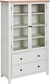 XXXLutz VITRÍNA, dub, borovica, číra, prírodná farba, biela, 100/165/43 cm MID.YOU - Sklenené vitríny - 002510001201