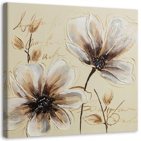 Obraz na plátně Malované květiny béžová - 50x50 cm