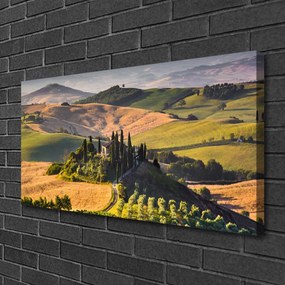 Obraz Canvas Príroda vrchoviny lúky domček 120x60 cm