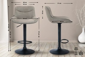 2x Barová stolička Vonore - látka, čierny rám - Sivo hnedá (Taupe)