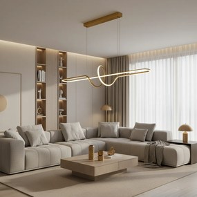 Toolight Toolight, LED závesné osvetlenie 118cm, 36W, 3000K, 3500lm, LHJ038-CP, zlatá matná, OSW-50049