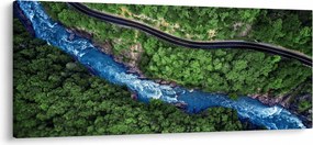 Obraz - Rieka medzi horami, Kaukaz, Rusko (120x50 cm)