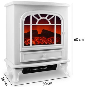 InternetovaZahrada Elektrický krb s vyhrievaním ventilátora a ohňom 2000W BIELY