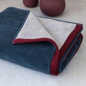 Tmavomodrý/sivý froté uterák z Bio bavlny 50x90 cm Soft – Mette Ditmer Denmark