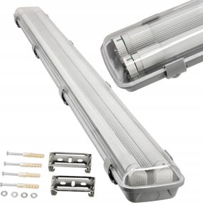 Hermetické svietidlo 120cm lampa + 2x LED trubice Vodotesné 6000K studená teplota