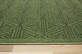 Koberec Teno F0336 fľaškovo zelený, geometrický / trojuholníky