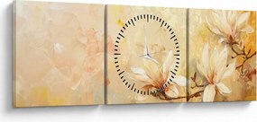 Obraz - Kvety (s hodinami) (90x30 cm)