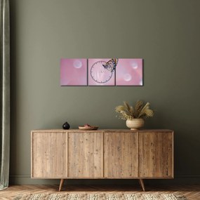 Obraz - Motýľ (s hodinami) (90x30 cm)