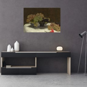 Obraz - Henri Fantin-Latour, Still Life with Grapes and a Carnation, reprodukcia (90x60 cm)