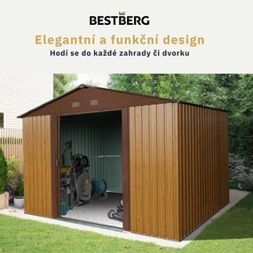 Záhradný domček BestBerg ZDB-7D / 7,2 m² / 301 x 238 x 214 cm / dekor červené drevo / hnedá