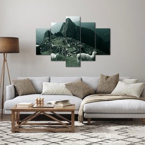 Obraz - Lamy na Machu Picchu v Peru (150x105 cm)