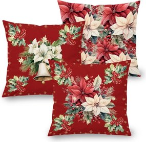Sada 3 ks obliečok na vankúšiky RED POINSETTIA 45 x 45 cm