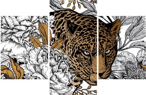 Obraz - Leopard medzi kvetmi (90x60 cm)