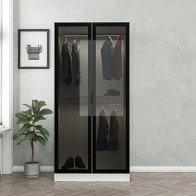 Štýlová šatníková skriňa Kale 210 x 90 x 52 cm, bielo - dymová