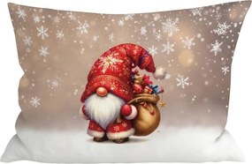 3D obliečka na vankúš z mikrovlákna SANTA GNOME 50x70 cm, červená