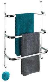 Strieborný samodržiaci věšiak na uteráky Wenko Towel Holder Chrome, 21 × 54 cm