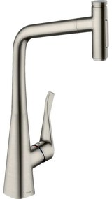 HANSGROHE Metris Select M71 páková drezová batéria s vyťažiteľnou sprškou s prepínaním, 2jet, výška výtoku 333 mm, vzhľad nerezovej ocele, 73820800