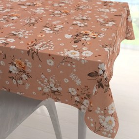 Biante Bavlnený štvorcový obrus Sandra SA-738 Ruže a konvalinky na hnedoružovom 70x70 cm