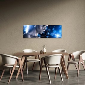 Obraz ženy v modrom lesku (s hodinami) (90x30 cm)