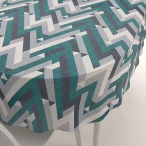 Biante Zamatový oválny obrus Tamara TMR-026 Zeleno-sivý designový cik-cak 120x160 cm