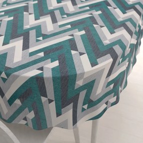 Biante Zamatový oválny obrus Tamara TMR-026 Zeleno-sivý designový cik-cak 140x180 cm