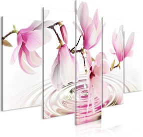 Artgeist Obraz - Magnolias over Water (5 Parts) Wide Pink Veľkosť: 100x50, Verzia: Na talianskom plátne