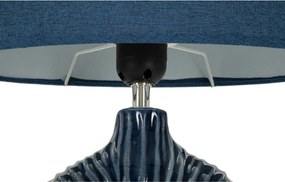 Modrá keramická stolová lampa s textilným tienidlom (výška 43 cm) Seta – Mauro Ferretti
