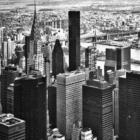 Ozdobný paraván, Manhattan v černé a bílé - 110x170 cm, trojdielny, obojstranný paraván 360°