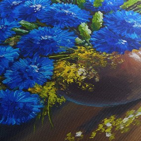 Obraz modrých kvetov vo váze (90x60 cm)