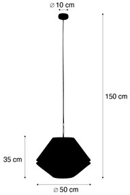 Moderné závesné svietidlo bronzové s dvojitým zamatovým tienidlom zelené - Combi 1
