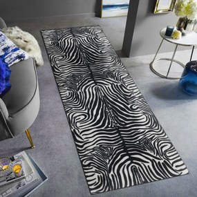 Protišmykový behúň DIGITAL zebra, biely / čierny