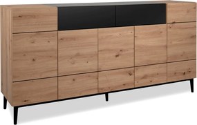 Široká komoda so zásuvkami Nola, dub artisan/čierna