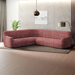 Bielastické poťahy GLORIA vínová rohová sedačka (š. 350 - 530 cm)