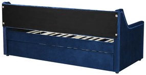 Rozkladacia zamatová posteľ 90 x 200 cm modrá MONTARGIS Beliani