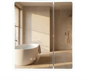 Rea Rea, LED zrkadlová skrinka s osvetlením 60x70 cm, plast, M1011-60, biela-šedá, REA-M0100