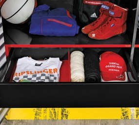 Trojdverová šatníková skriňa Rally - červená/graffti