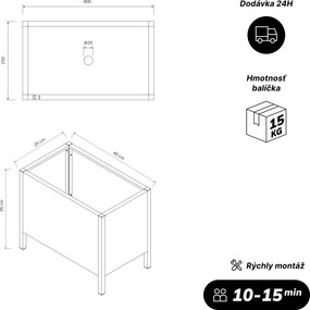 Malý kovový kvetináčový kryt sivý, 400x350x250 mm: DAISY