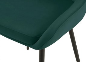 Jedálenská stolička Elmira - zamat, čierny rám - Zelená
