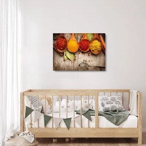 Sklenený obraz - Korenie na dreve (70x50 cm)