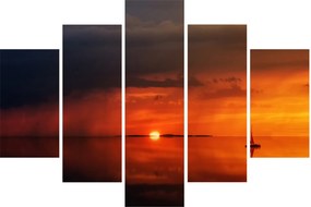 Obraz západu slnka s plachetnicou (150x105 cm)