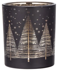 Altom Sklenený svietnik Golden Christmas tree čierna, pr. 9 x 10 cm