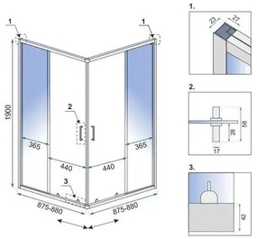 Rea City, sprchovací kút s posuvnými dverami 90(dvere) x 90(dvere) x 190 cm, zlatý matný profil + biela sprchová vanička Savoy, KPL-K6443