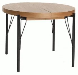 Okrúhly rozkladací jedálenský stôl Inferno - dub prírodný / čierna