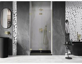 Mexen, Mexen Lunar-F skladacie ľavé sprchové dvere 65 cm, transparentné, brúsené zlaté - 836-065-000-55-00-L
