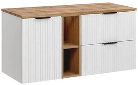 Závesná skrinka pod umývadlo Casad s doskou 140 cm biela/dub evoke