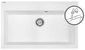 Laveo Tau, 1-komorový granitový drez 800x500x215 mm, biela, LAV-SBT_6108