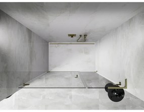 Mexen Lunar-B, L Otočné ľavé sprchové dvere 130 cm, číre sklo, zlatý profil, 832SL-130-050-50-00-L