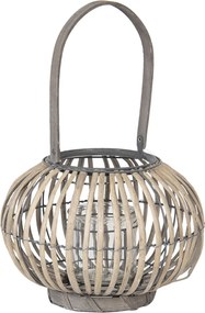 Drevená lampáš so skleneným valcom na sviečku Anouska - Ø 28 * 20 cm