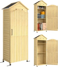 Outsunny záhradná skrinka z prírodného dreva – 213 cm | Aosom