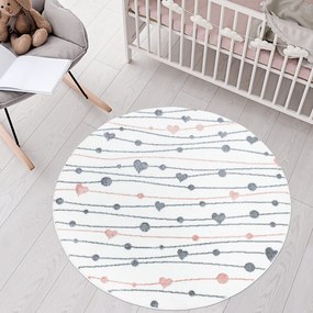 Dekorstudio Kruhový koberec do detskej izby ANIME - srdiečka 901 Priemer koberca: 120cm
